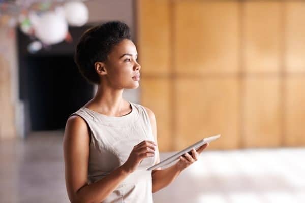 woman thinking about money