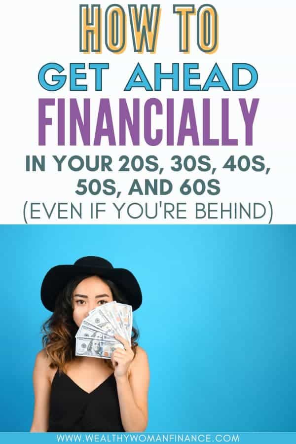how to get ahead financially and economically even when you are behind: woman with money pin