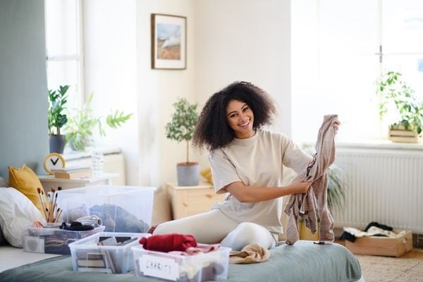 woman cleaning out