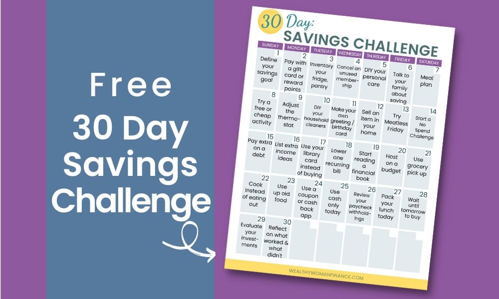 30 day money savings challenge free printable