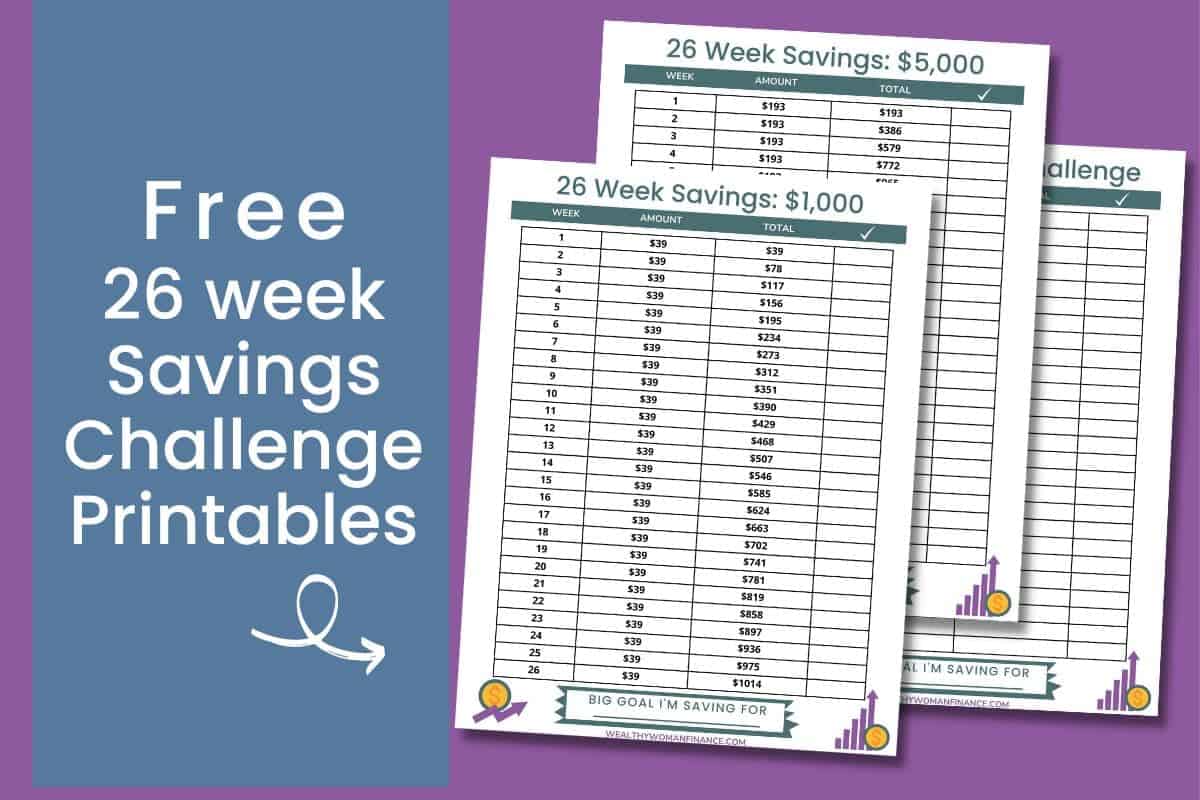 26 week savings challenge printable and pdfs