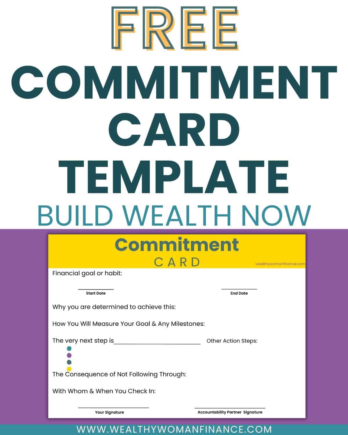 free printable commitment card pledge used for habits and goals