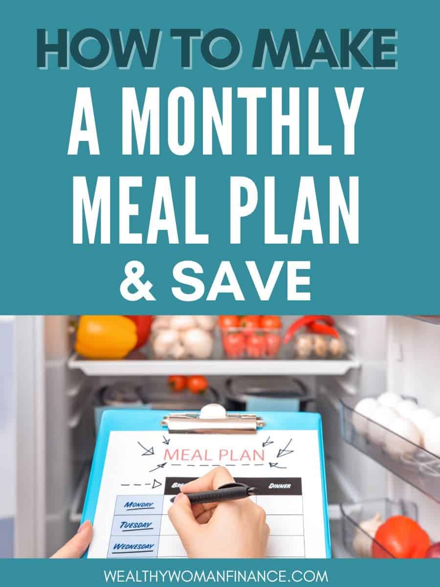 monthly meal plan ideas on a budget; menu template pin