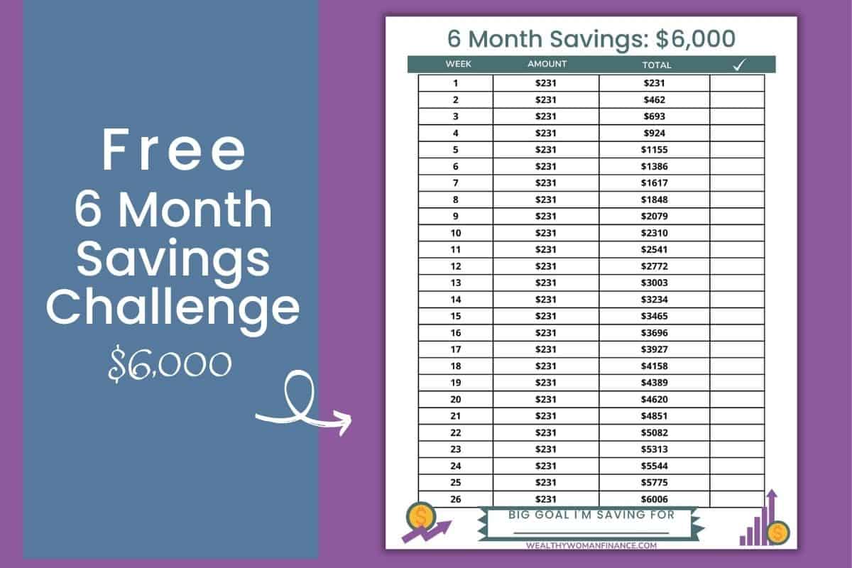 Free 6 Month Savings Challenge Save 6 000 In 2024 Wealthy Woman   6 Month Money Challenge 1 1 