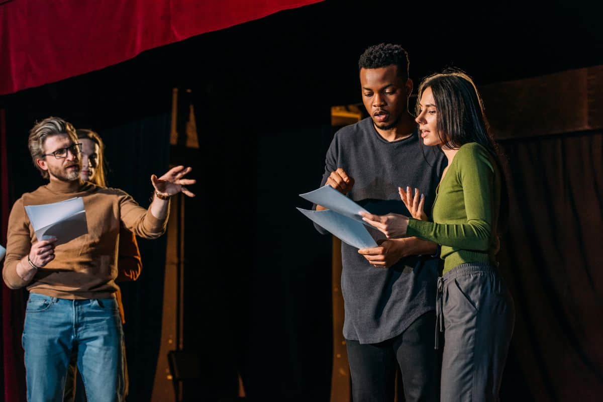 actor and actress studying lines