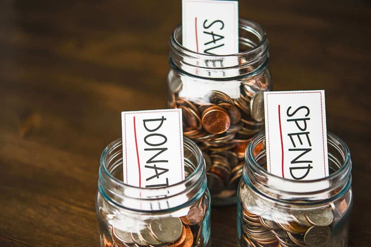 3 jar method for saving money in a coin savings jar