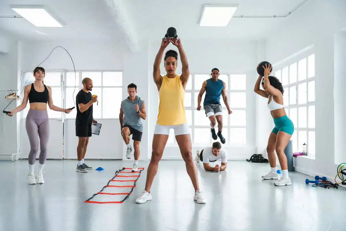 group working out