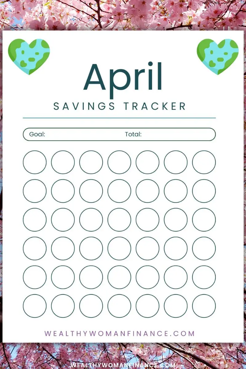 April monthly money saving challenge, free printable tracker pdf