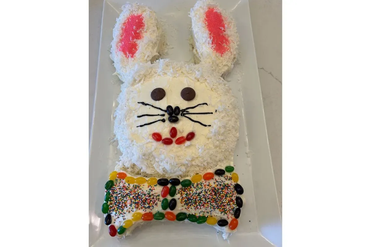 bunny cake; cheap things to do on Easter to celebrate with family, affordable Easter activities
