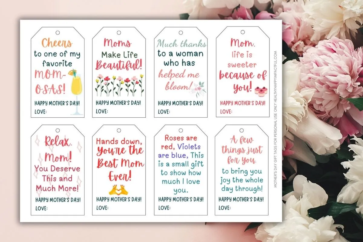 mother's day gift tags and ideas free printables