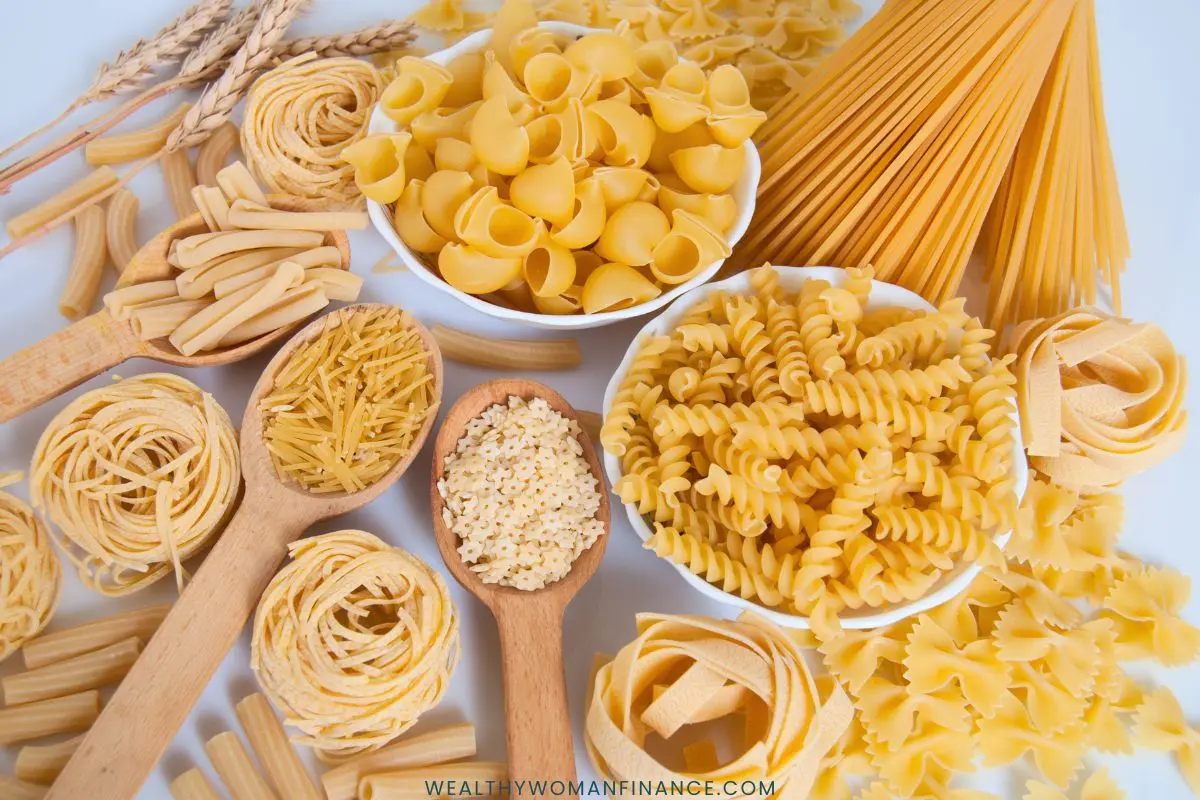 Uncooked pasta on a table