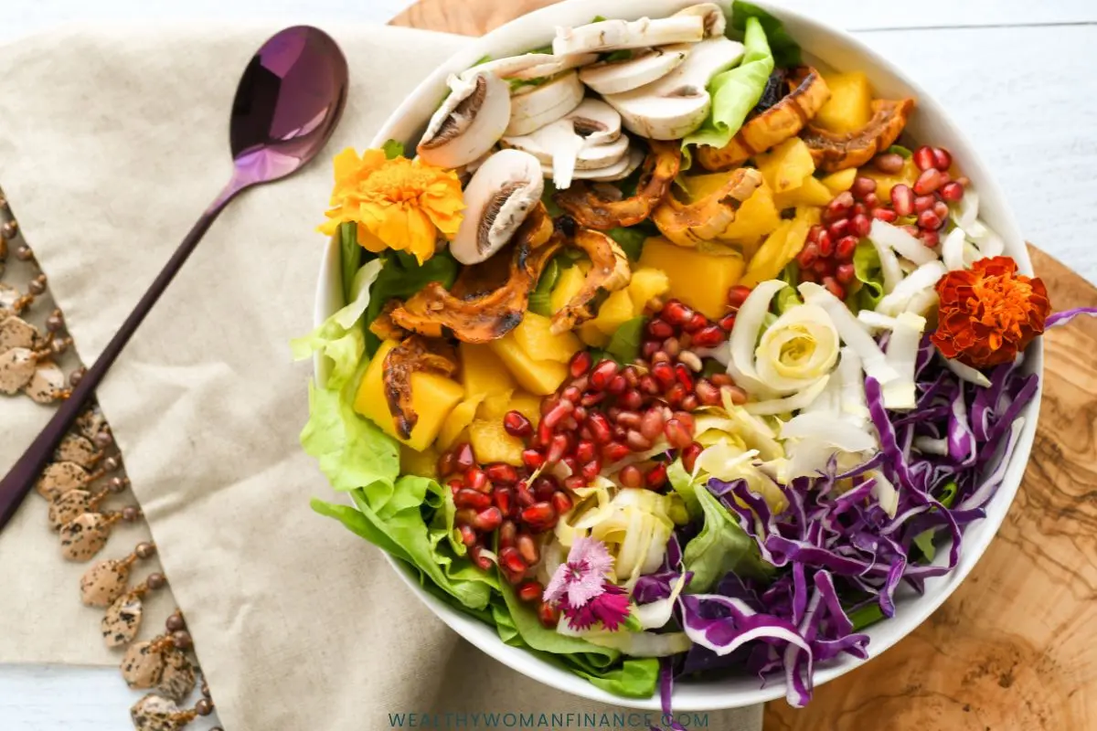 colorful salad on a table, salad bar