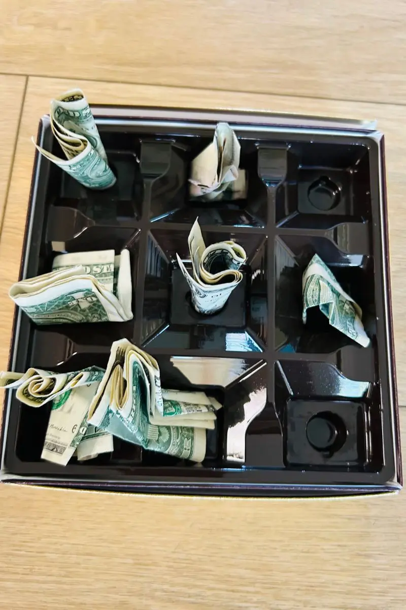 Money gift ideas for birthday, box of chocolates