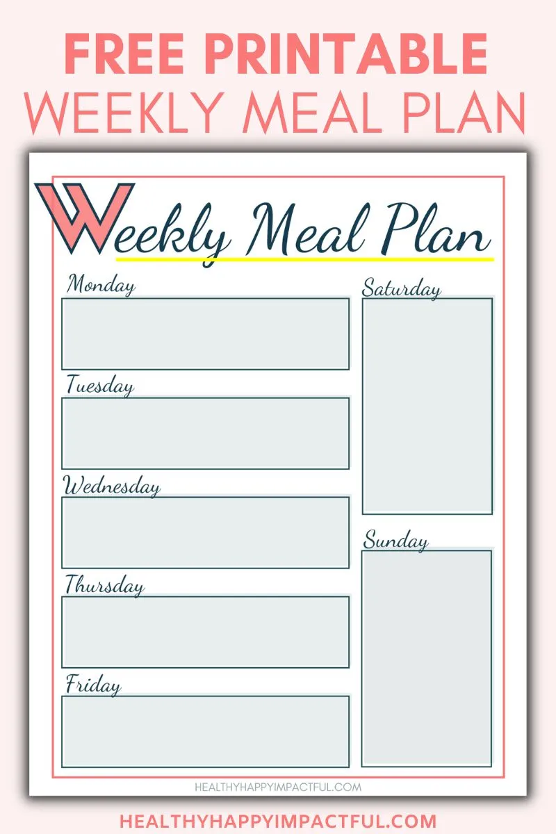 free printable weekly meal plan template
