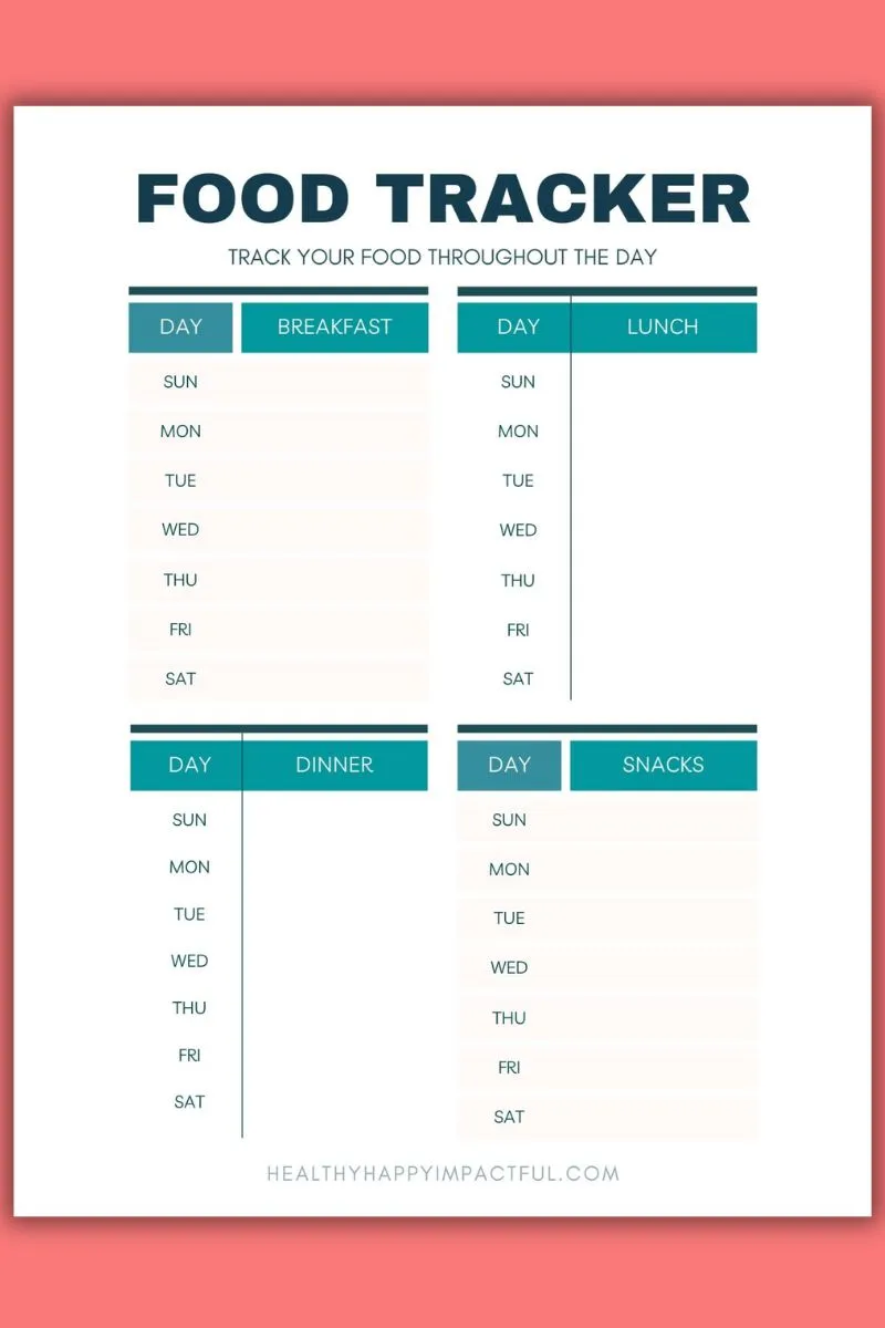 food tracker; meal plan workssheets