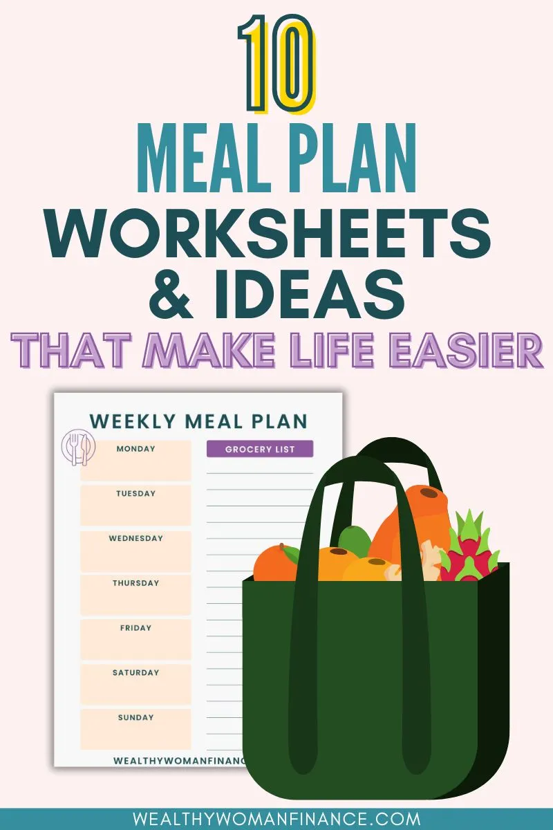 meal plan worksheets, templates, and ideas