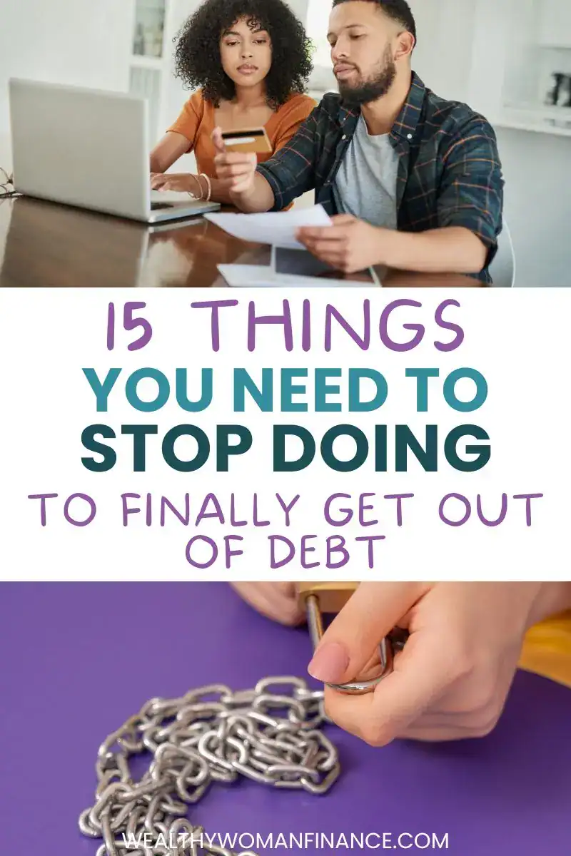 get out of debt, debt payoff, things to stop pin