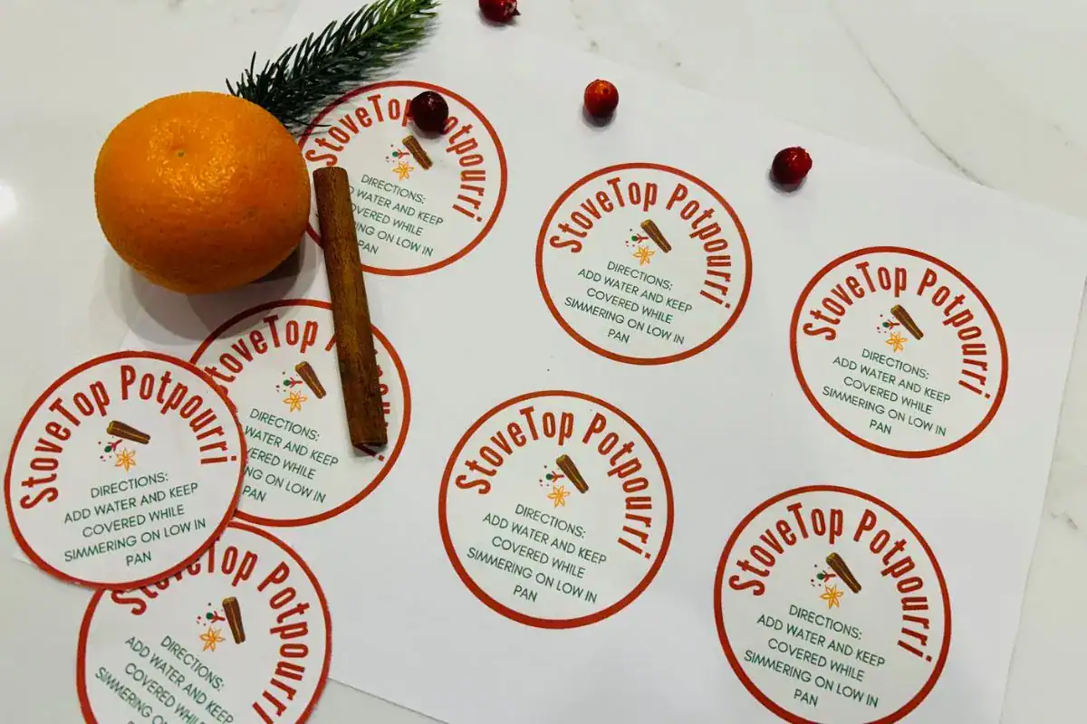 Christmas stovetop potpourri printable tags