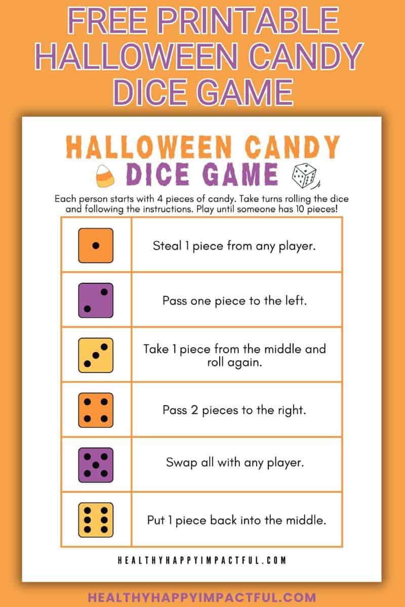 Halloween candy dice game
