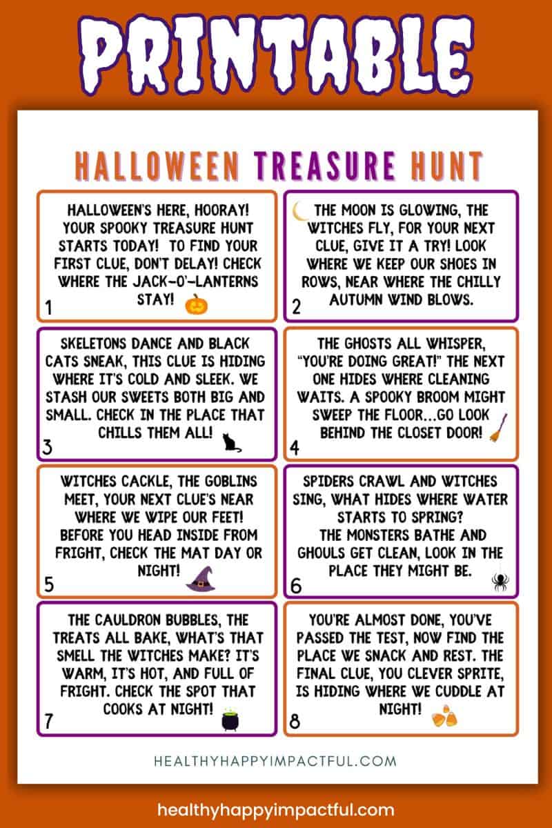 Halloween treasure hunt, cheap or free activities for kids