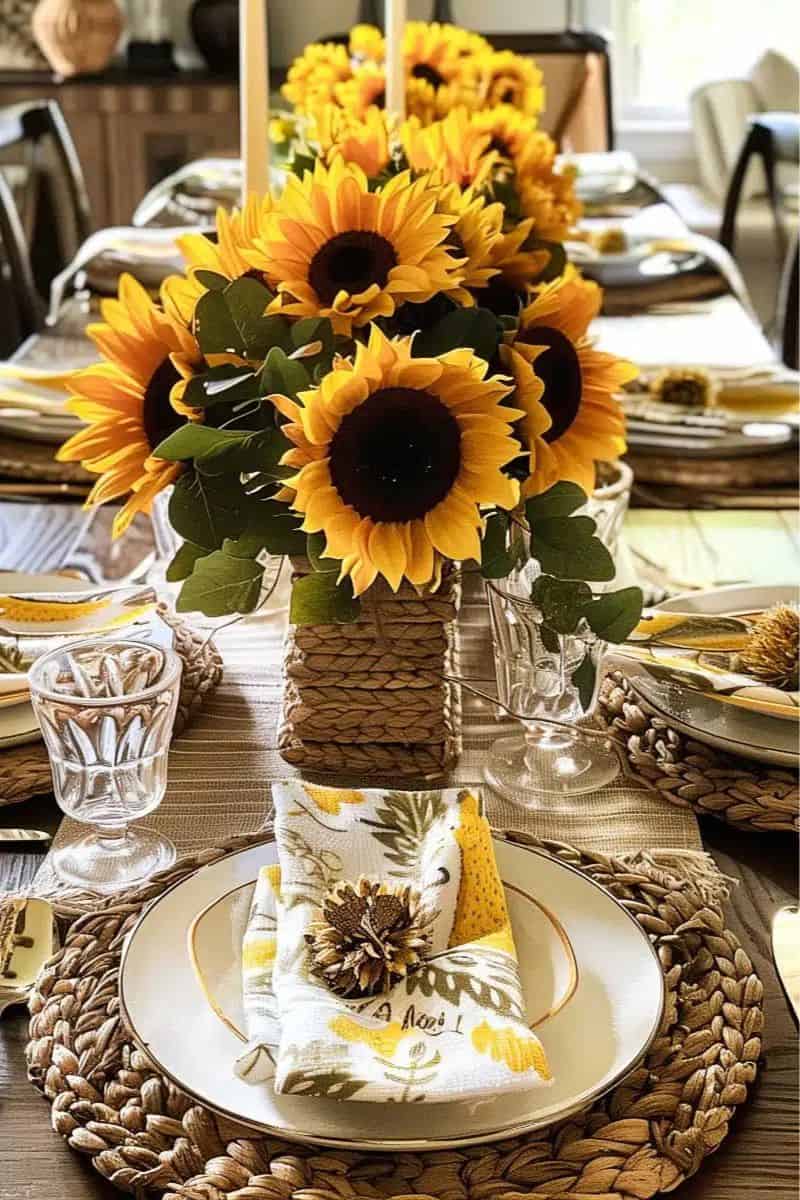 sunflower themed table