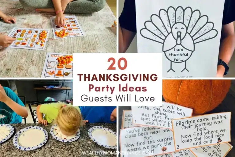 Thanksgiving party ideas for family, friendsgiving, activities, games, party food, snacks, decorations