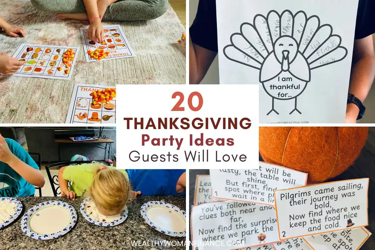 Thanksgiving party ideas for family, friendsgiving, activities, games, party food, snacks, decorations
