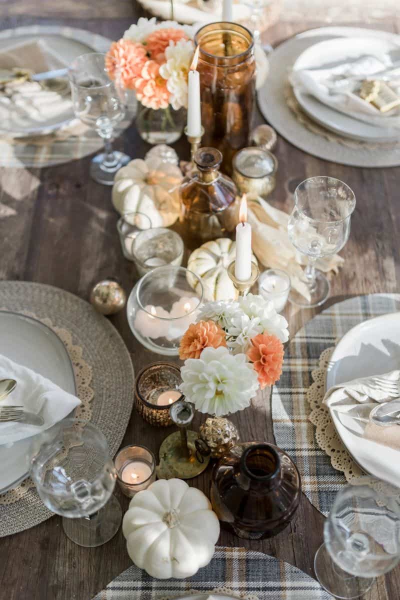 cheap simple elegant Thanksgiving tablescapes, Table settings