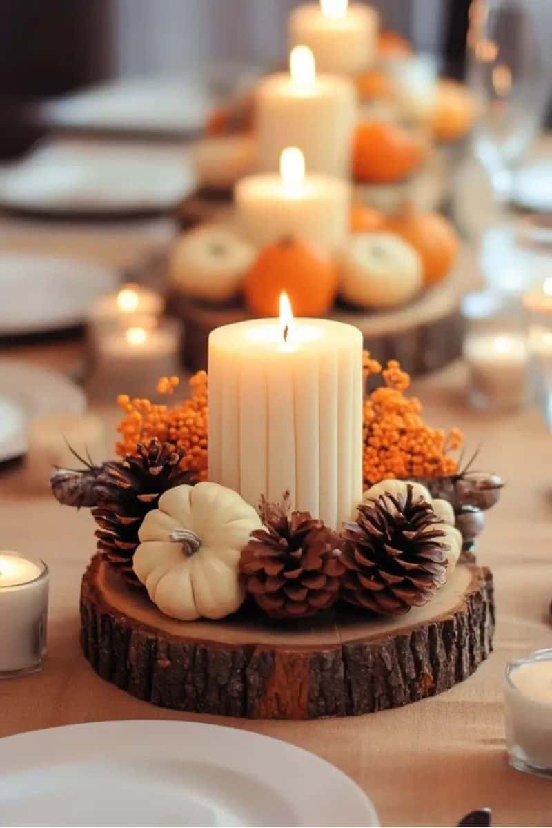 example of one candle with rustic accents