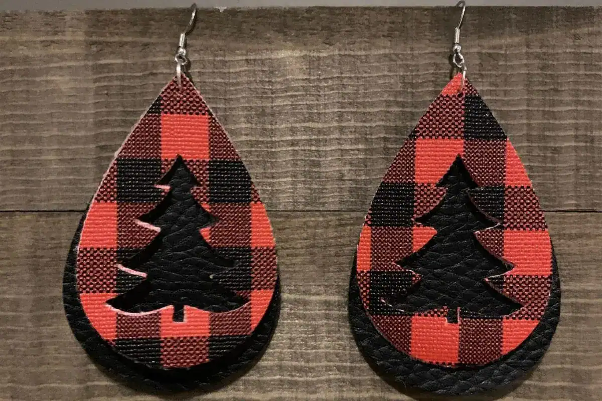 Christmas tree faux leather earrings