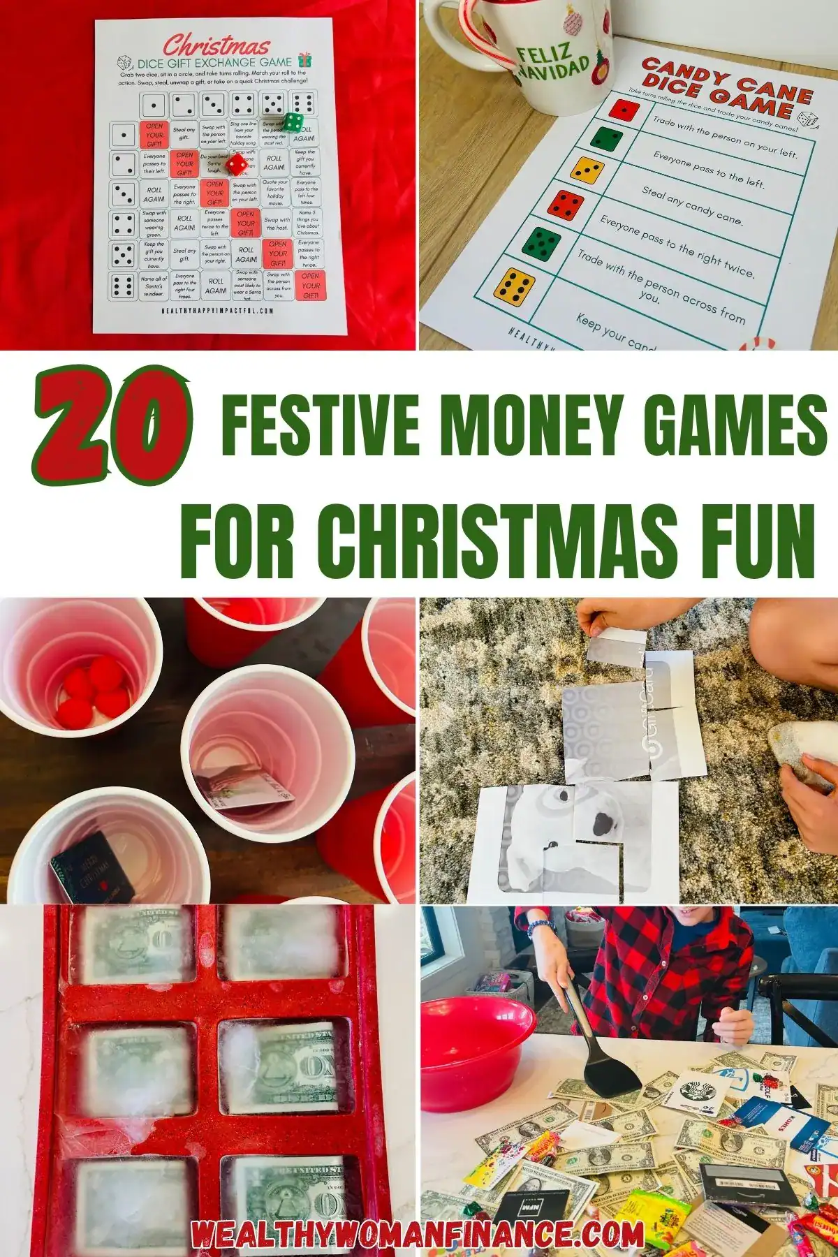 gift cards games for Christmas parties; dice; free; fun