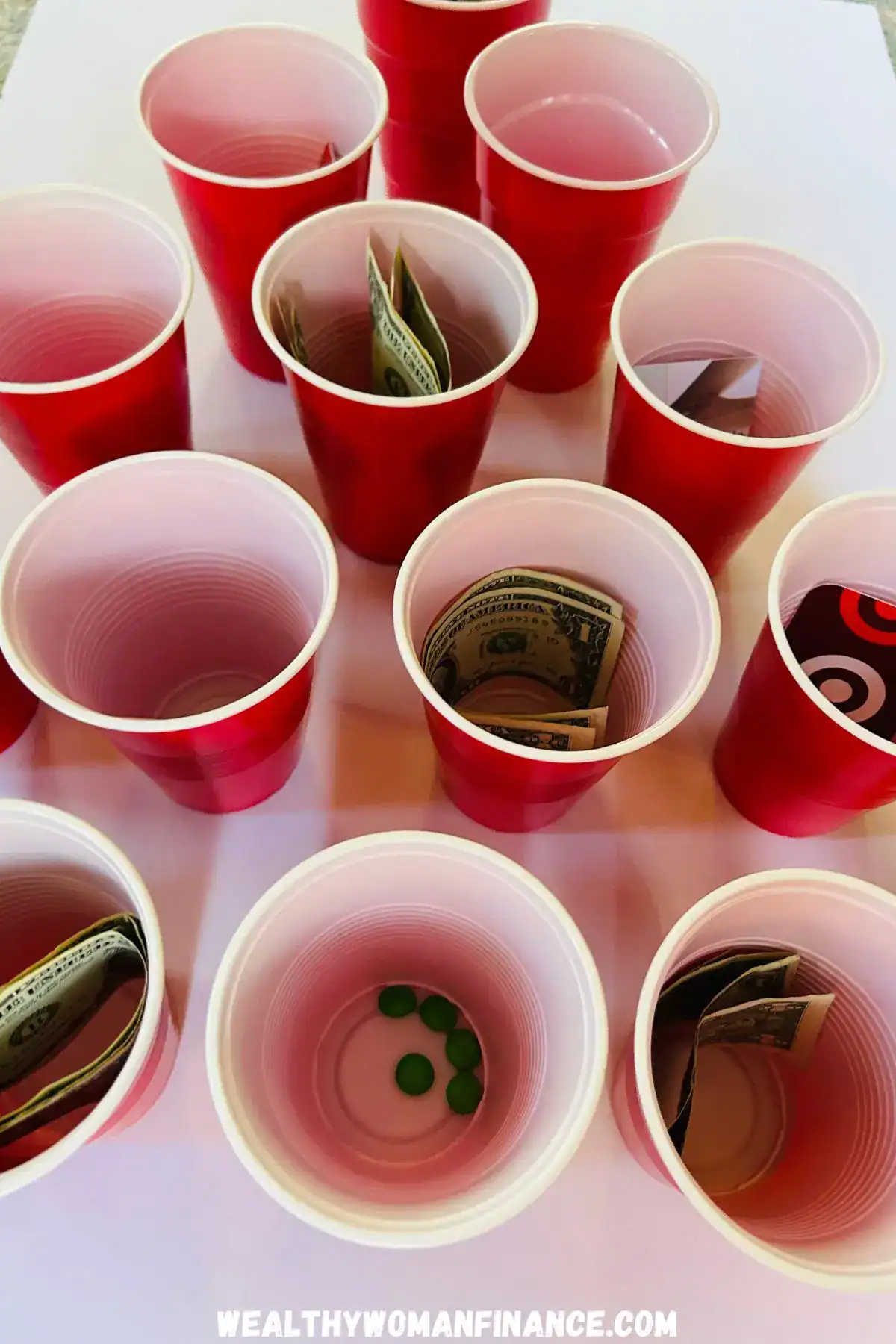 Christmas tree punch game with gift cards, money, gag gifts