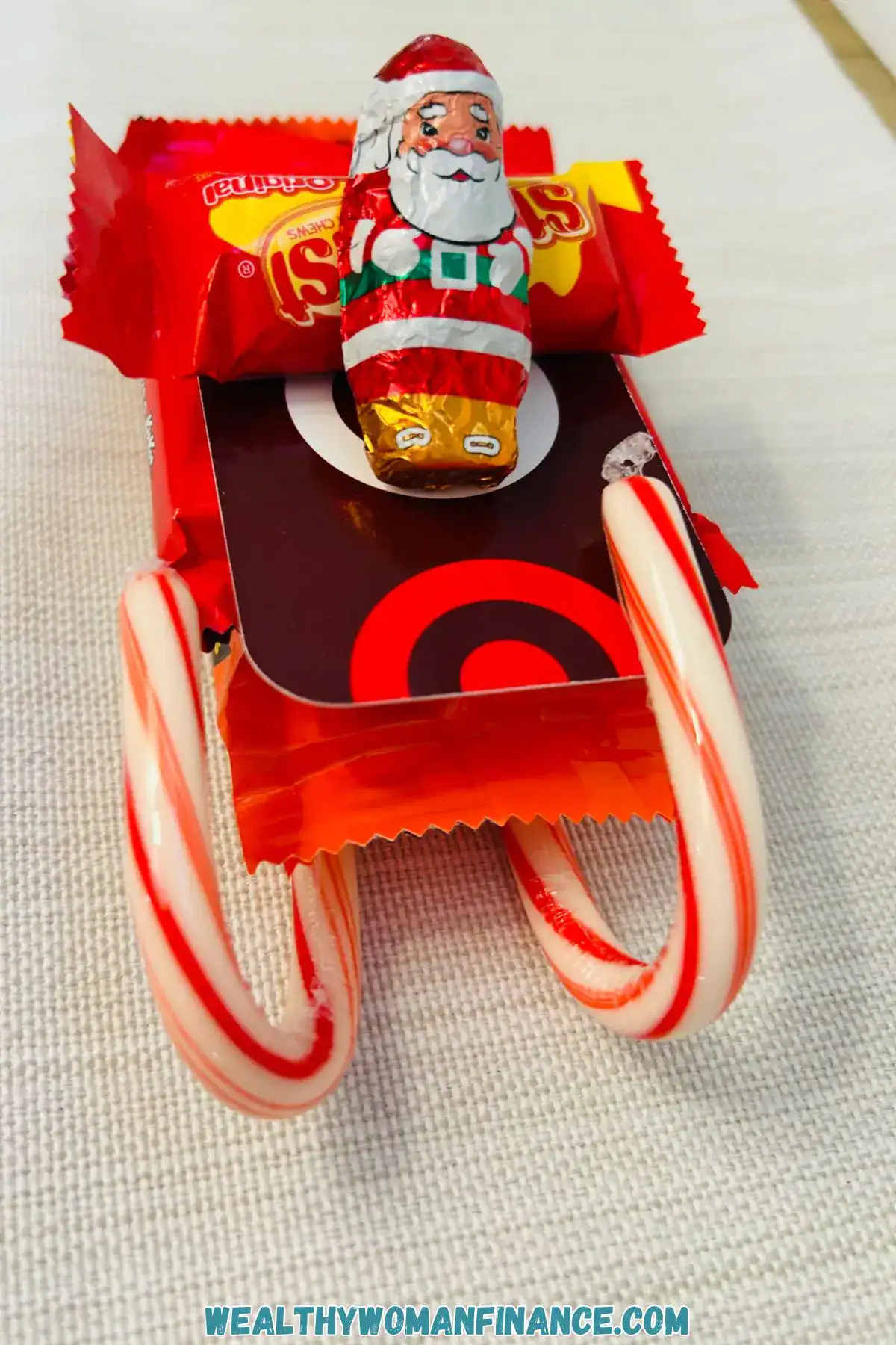 candy cane sleigh with gift card