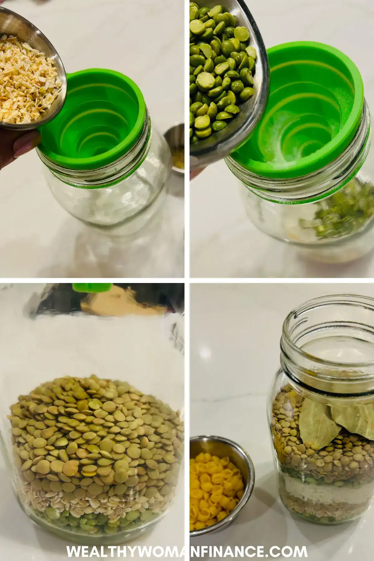 filling the jar with the ingredients