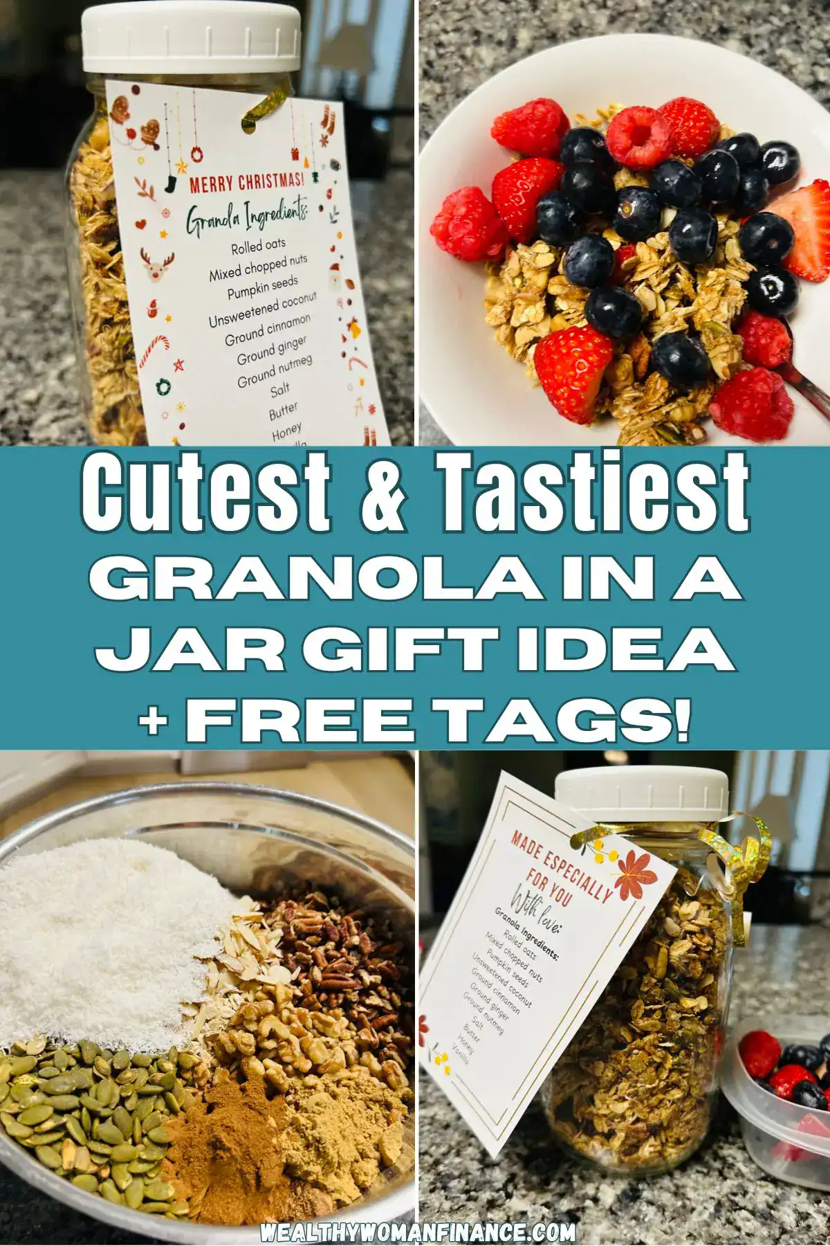 cheap affordable homemade granola in a jar gift idea and free printable