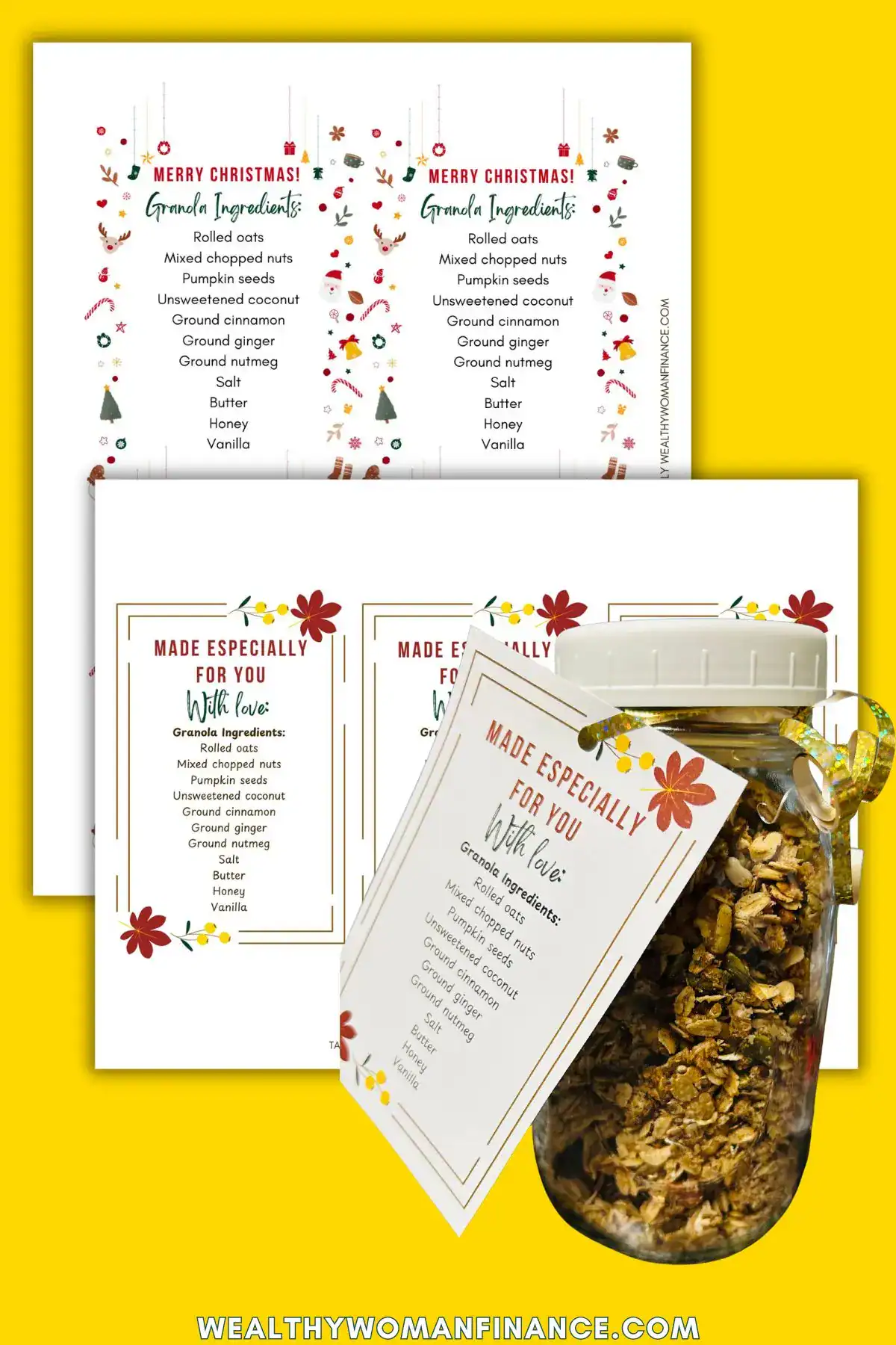 free printable pdf tags for granola in a jar gift