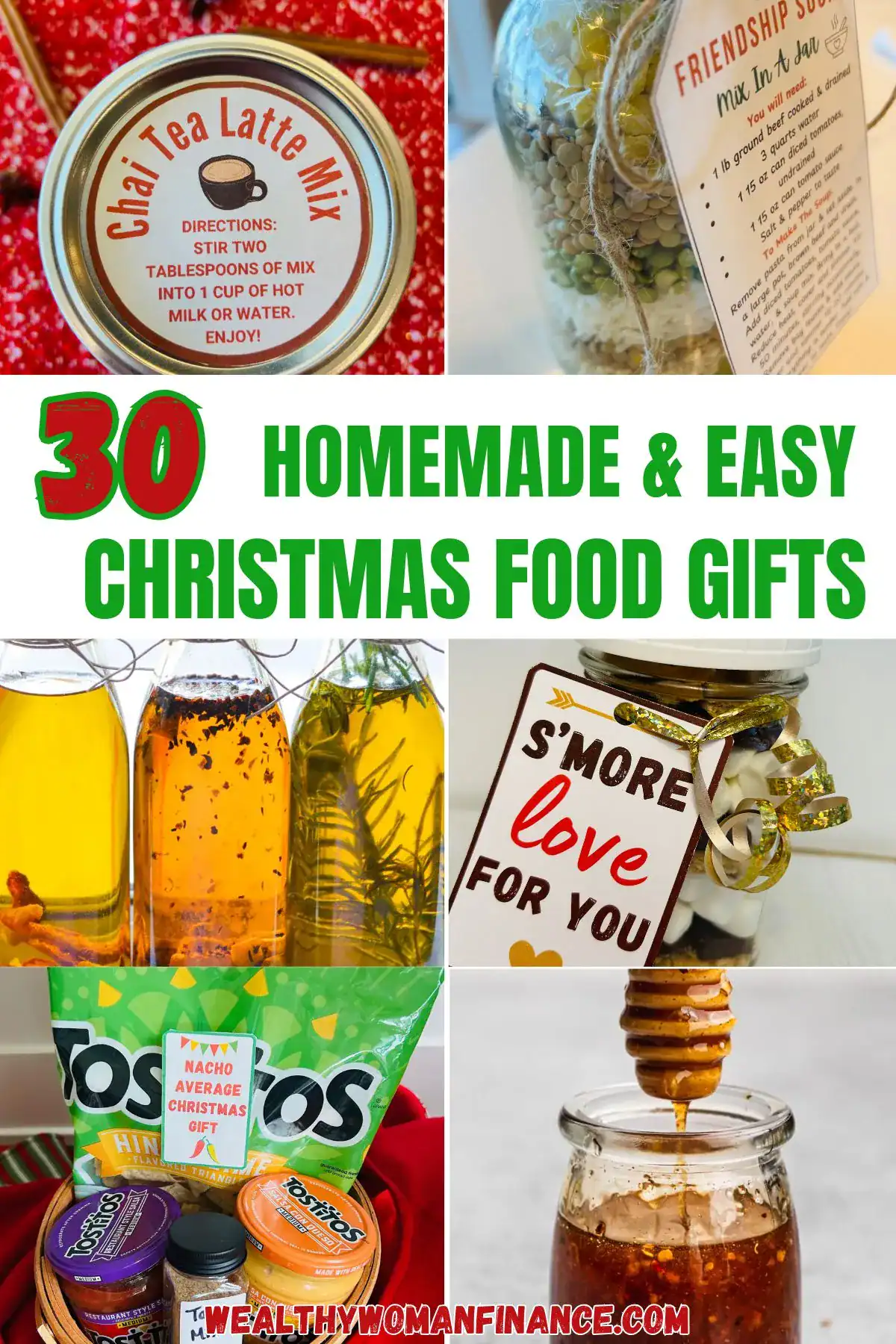 homemade food gifts in a jar, basket ideas; easy; holiday