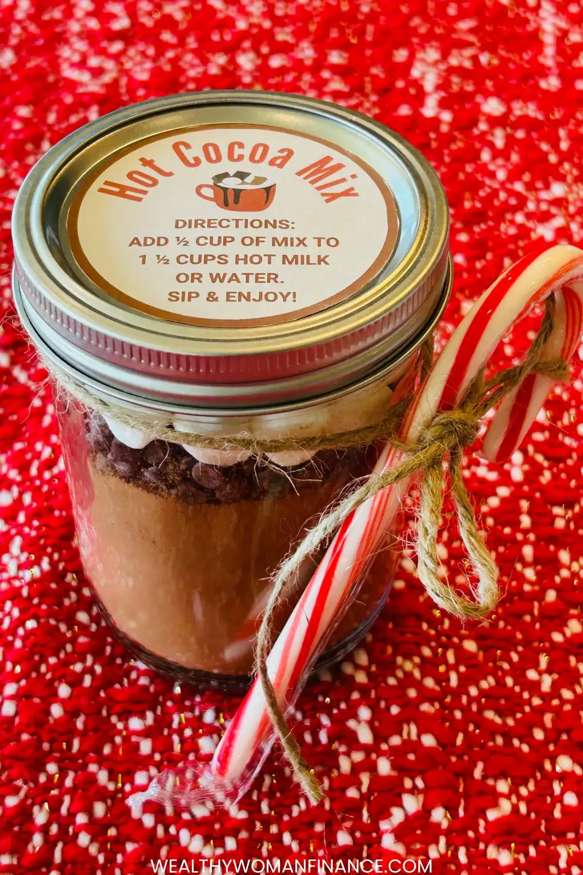 hot cocoa mix in a mason jar Christmas gift; no milk diy