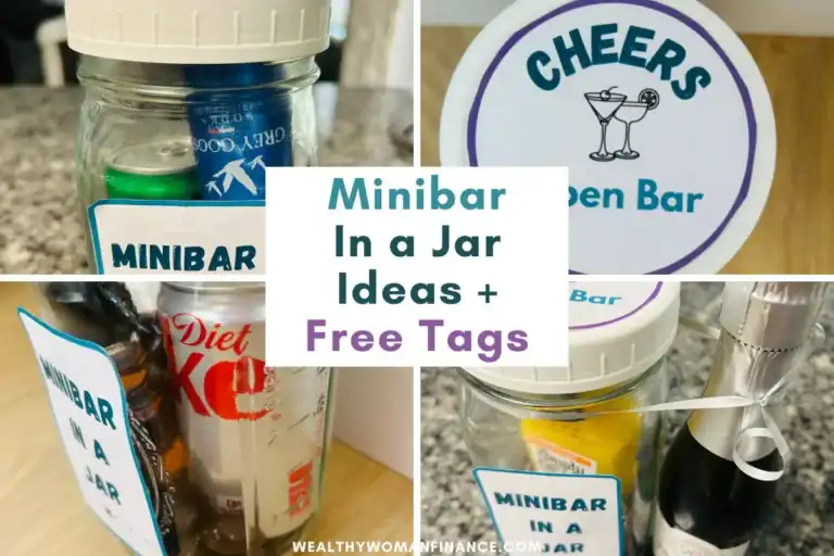 mini bar in a jar gift ideas and free printable tags