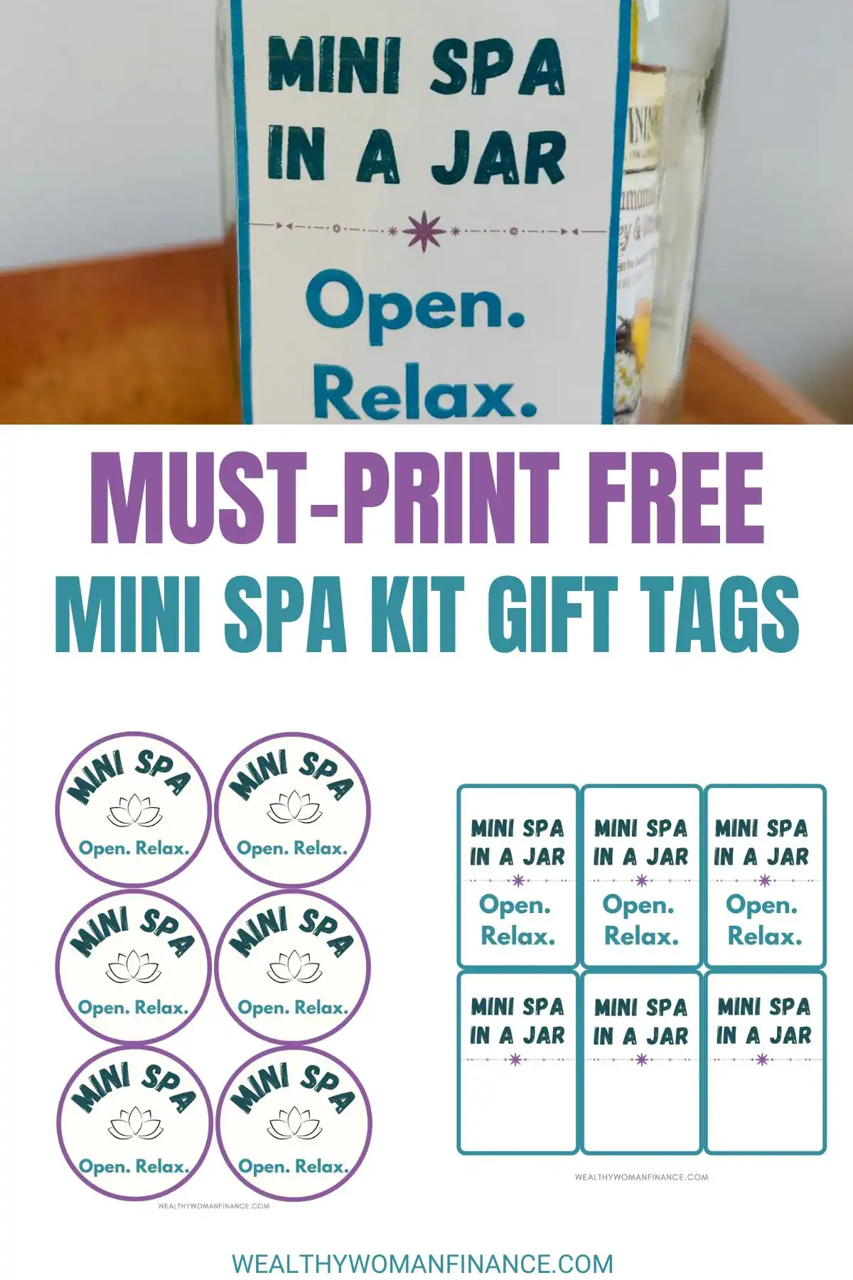 spa in a jar kit free printable gift tags; Christmas; mother's day; birthday
