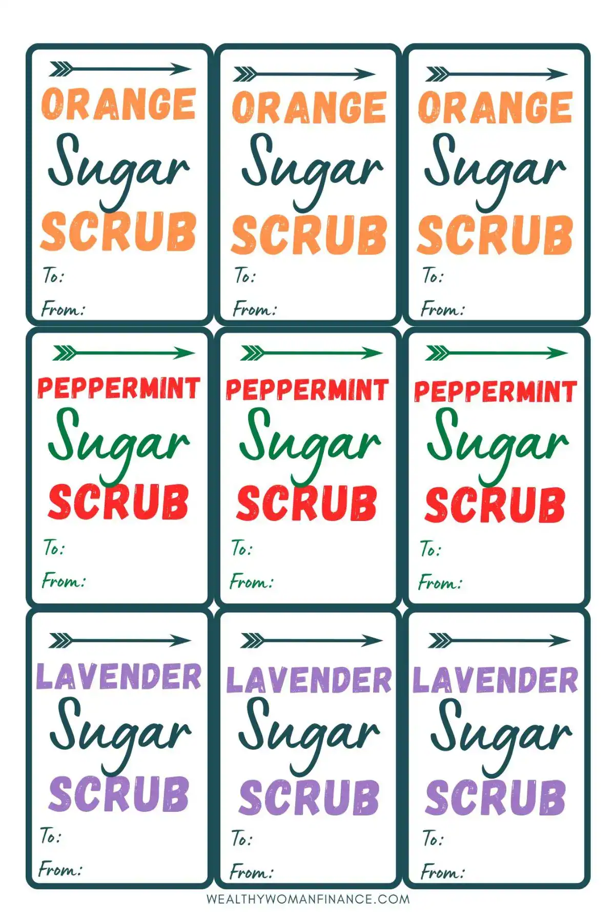 homemade sugar scrub gift tags free printable