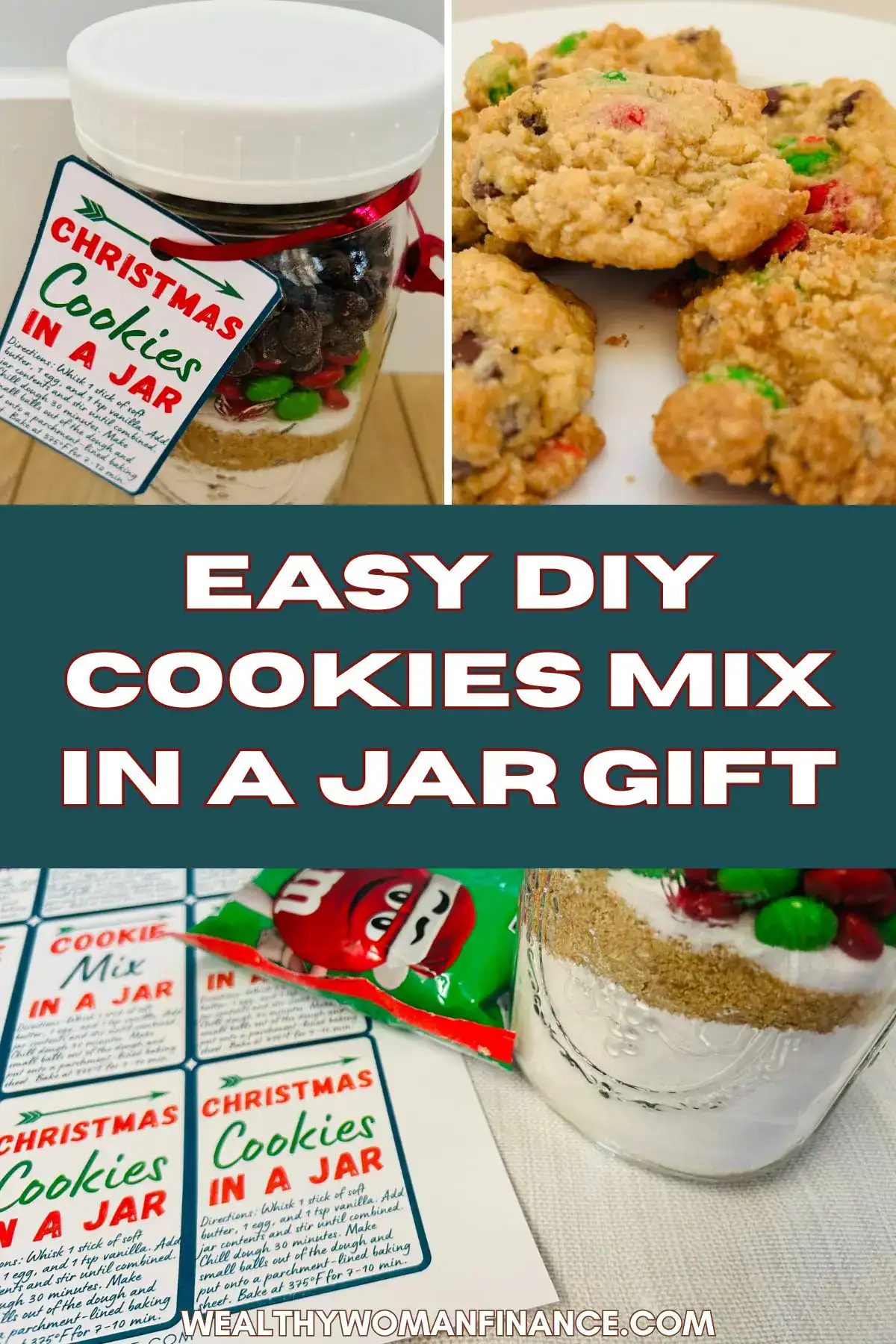 cookies in a mason jar gift idea, recipe, free gift tags