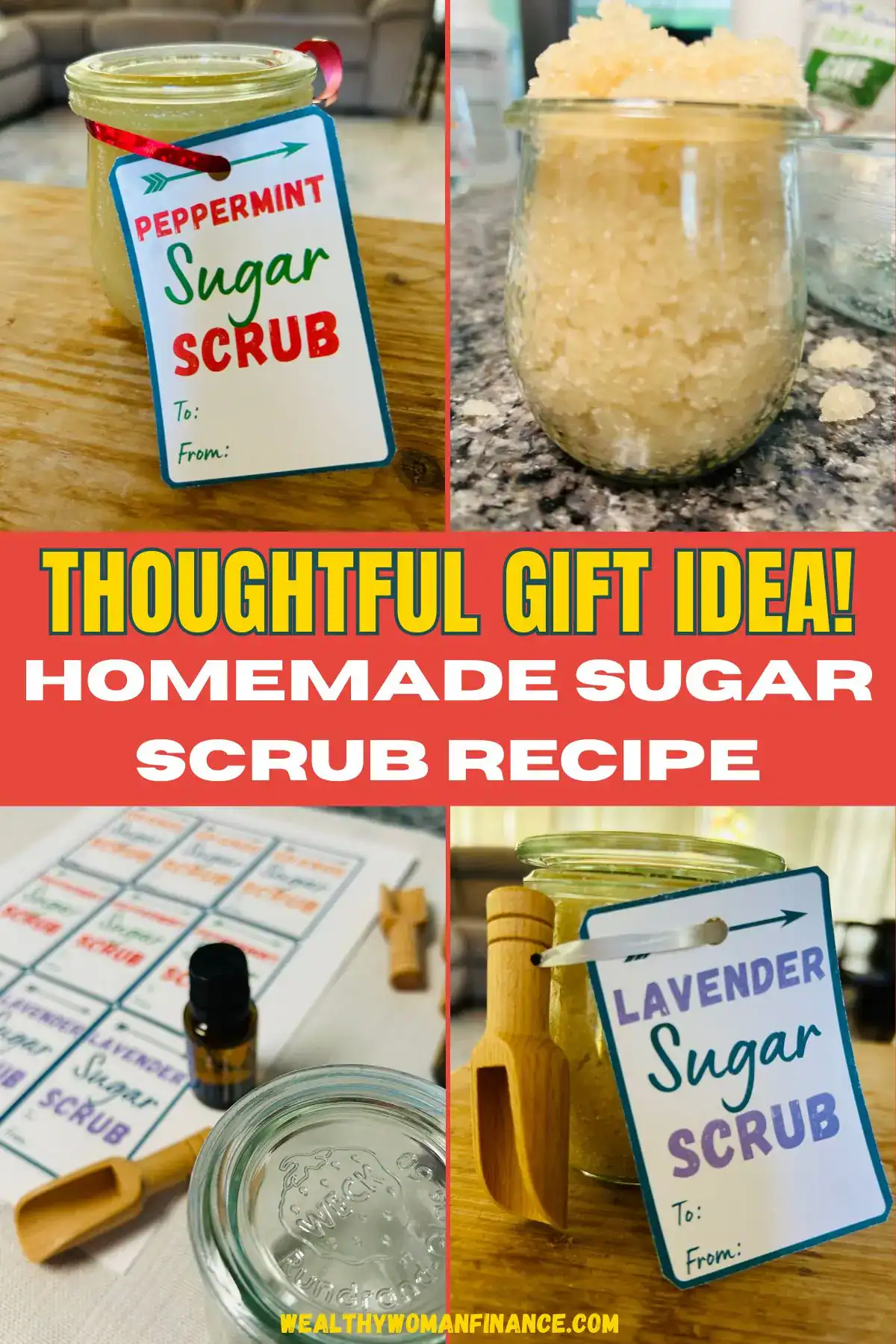 how to make diy sugar scrub homemade gift, affordable, budget friendly